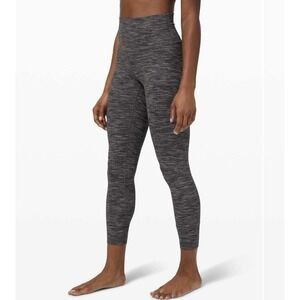 Lululemon Wunder Under High Rise Tight Women's Gray Striped Leggings Size 2‎